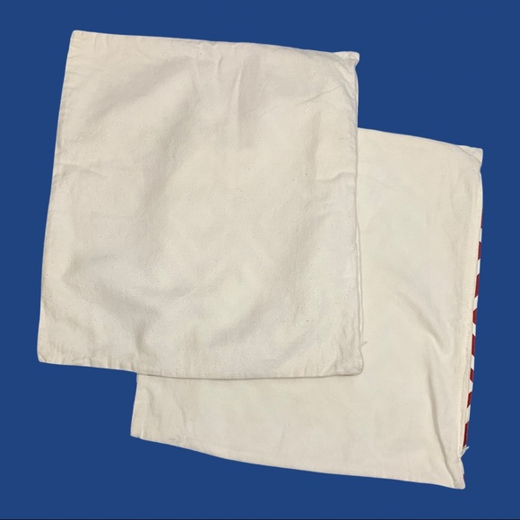 2 Red and White 100% Cotton (light canvas) geometric pillow cases - Picture 2 of 2